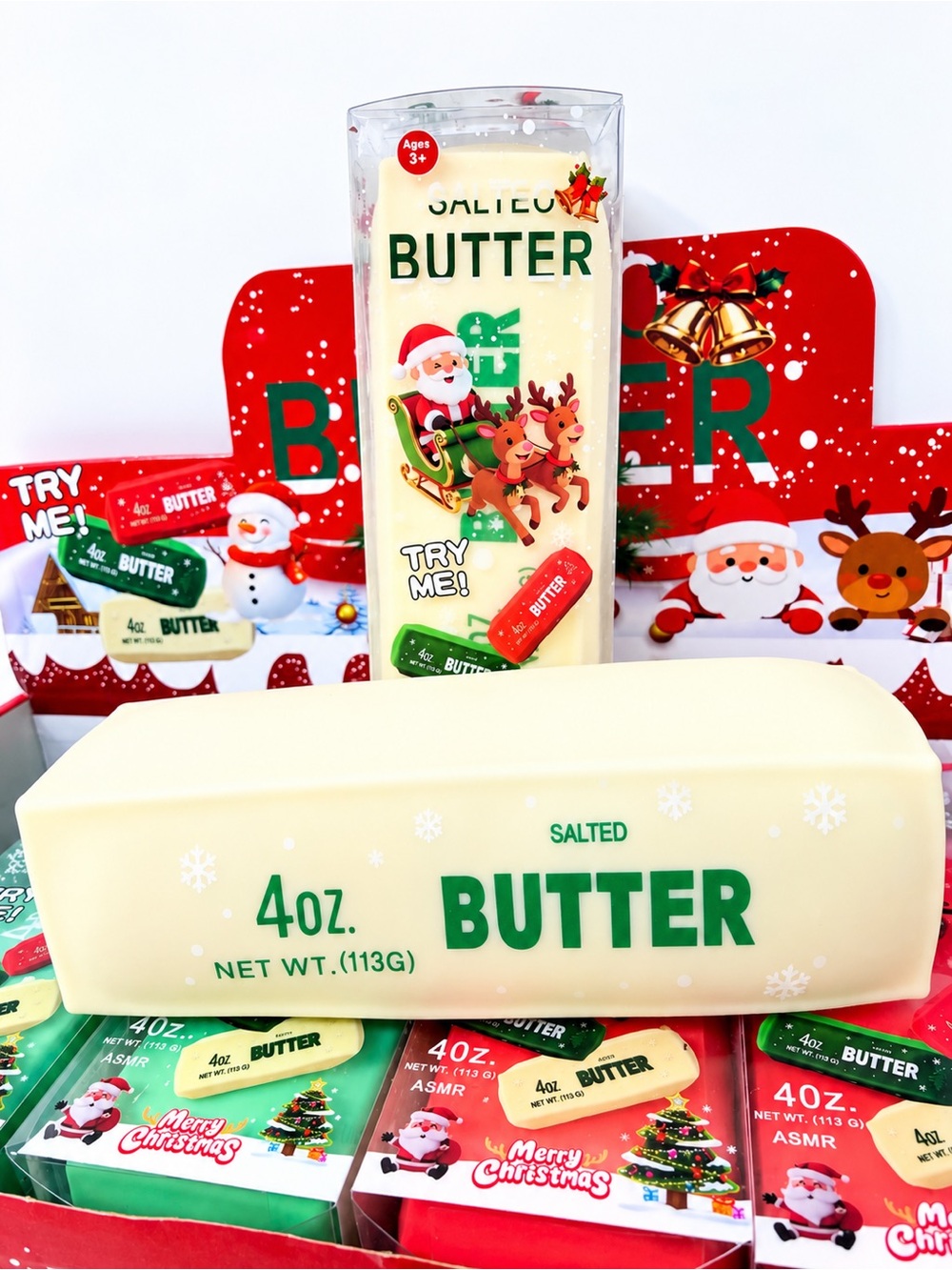 NEW IN BOX Crunchy Christmas Butter Squishy Toy White